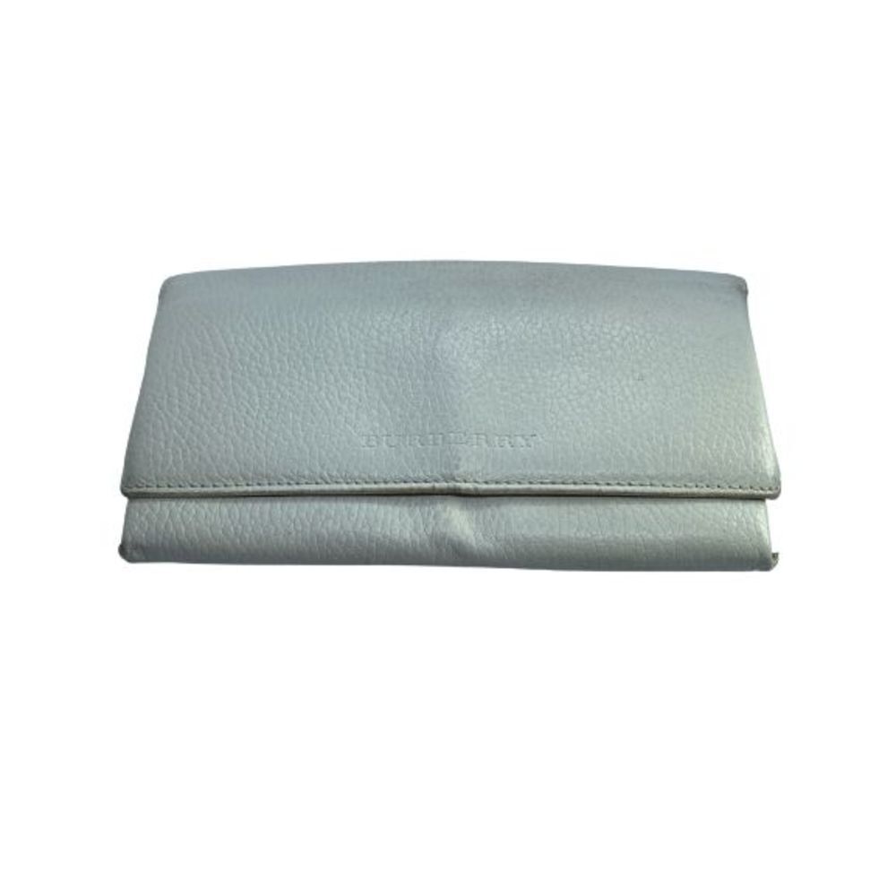 Authentic Burberry Off White Leather Long Wallet / Clutch
